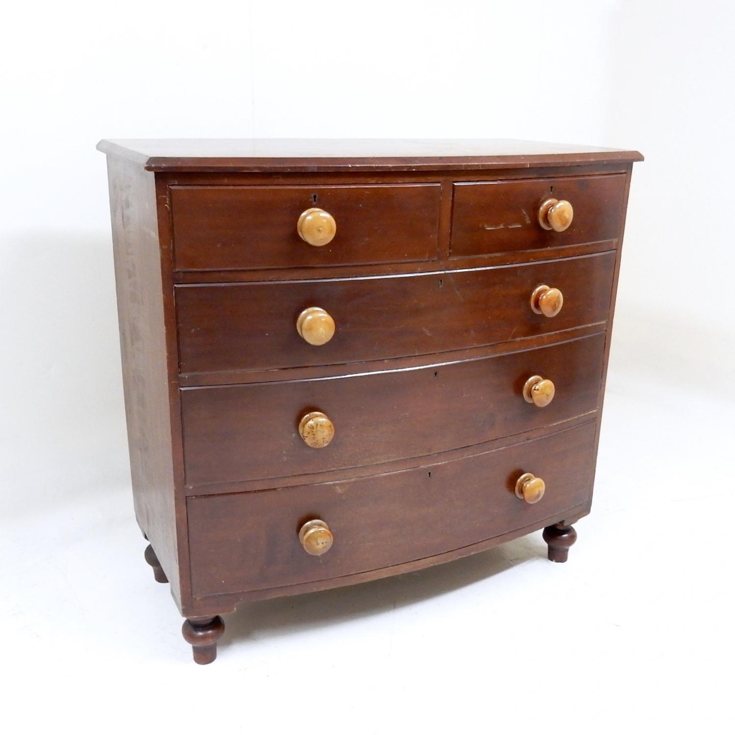 Bow-fronted Pine Chest of Drawers