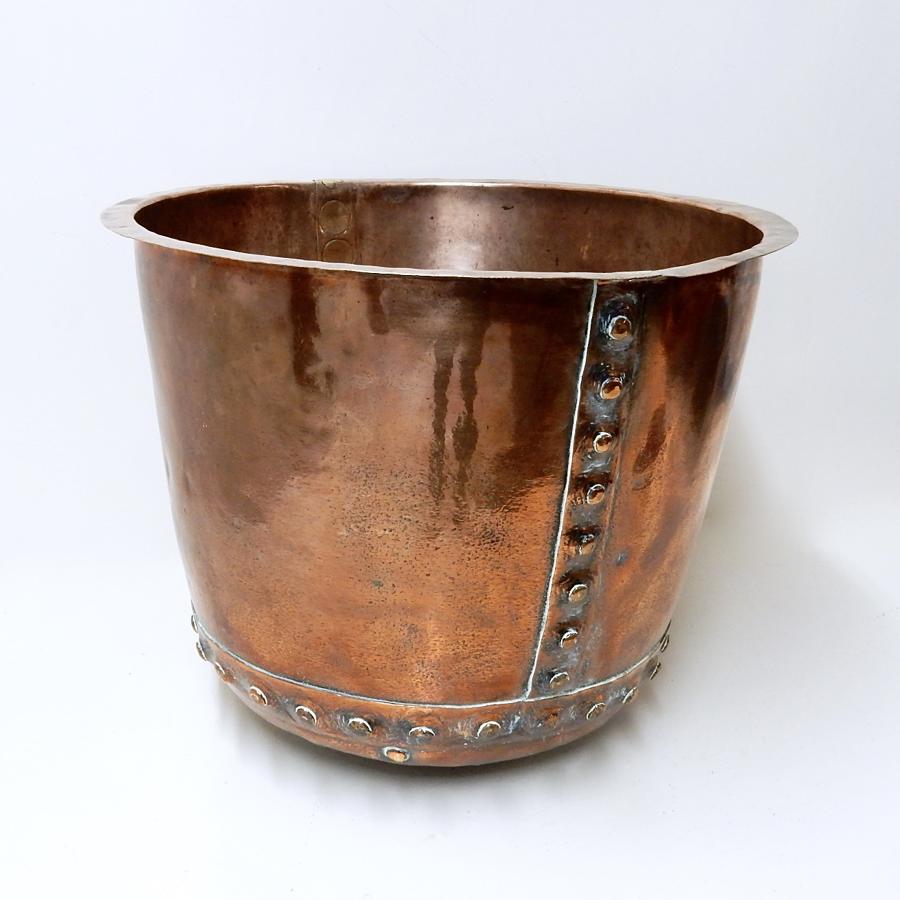 Antique Riveted Copper Cauldron
