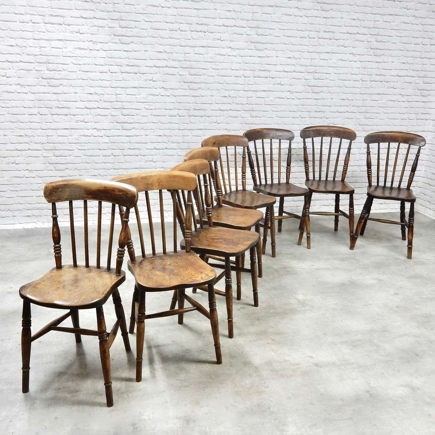 8x C19th Windsor Kitchen Chairs