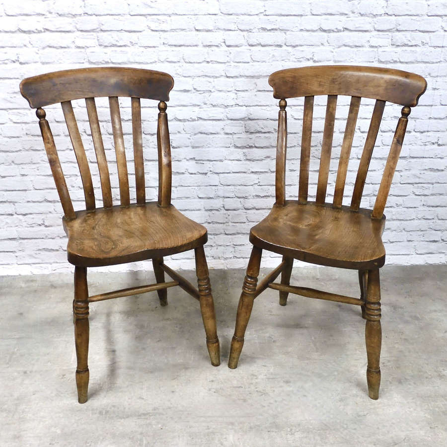Pr Antique Lathback Side Chairs