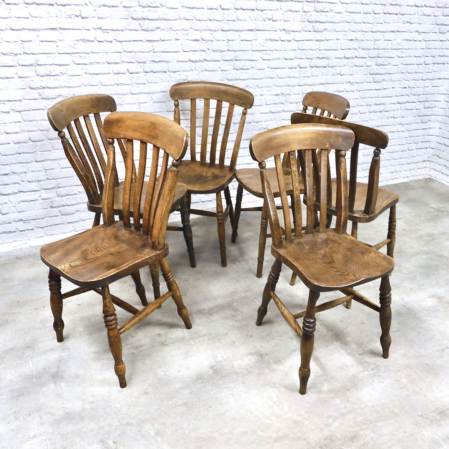 6x C19th Farmhouse Kitchen Chairs