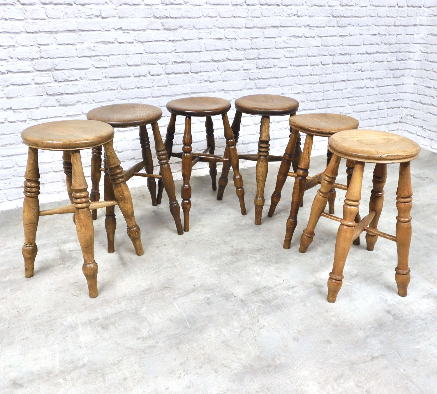 Group 6 C19th Factory Stools