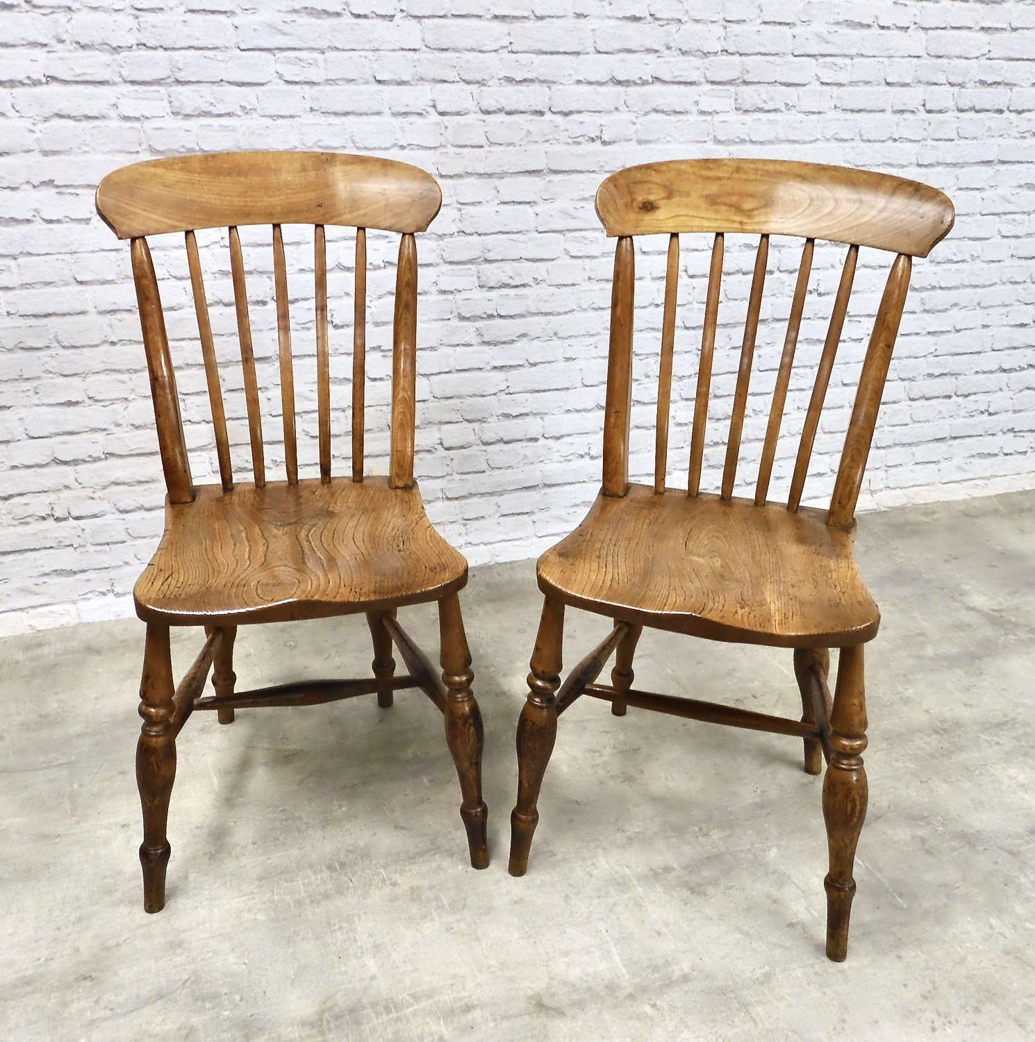 Pr Windsor Lathback Kitchen Chairs