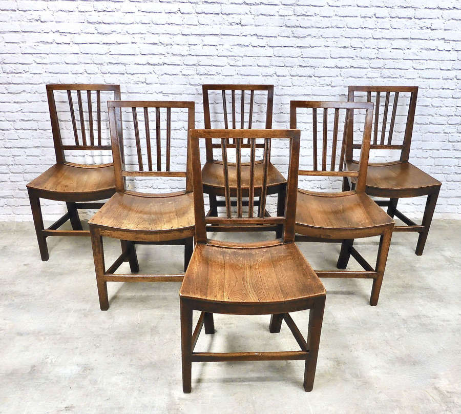Antique Vernacular Dining Chairs x6