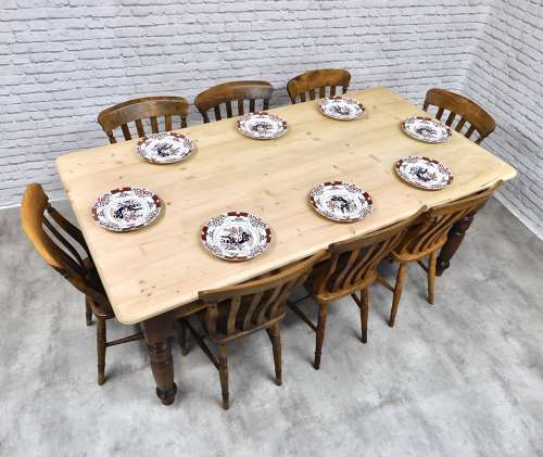 Pine Farmhouse Kitchen Table - Seats 8
