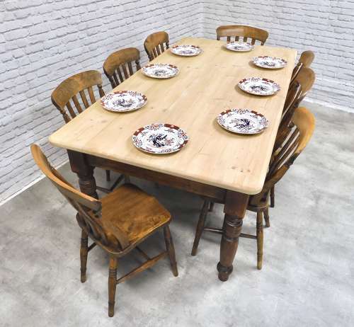 Pine Farmhouse Kitchen Table - Seats 8