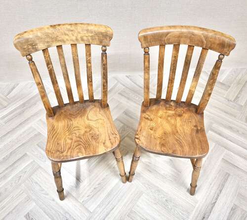 Pr Antique Windsor Lathback Kitchen Chairs