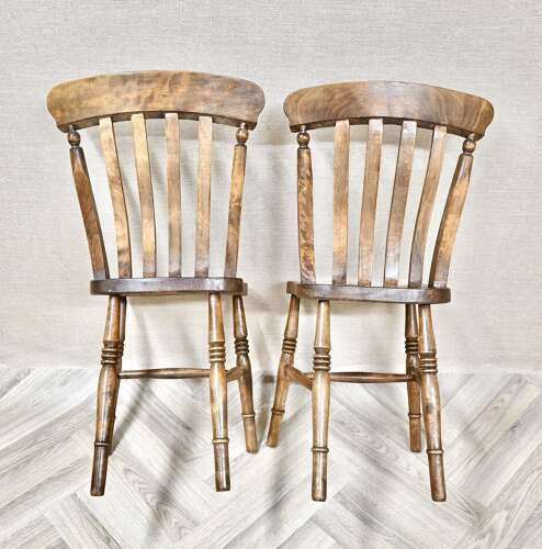 Pr Antique Windsor Lathback Kitchen Chairs