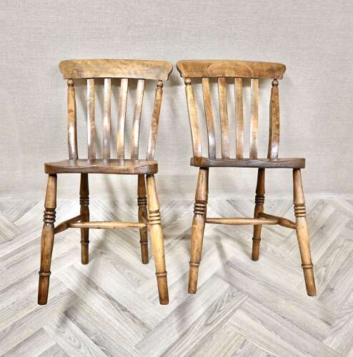 Pr Antique Windsor Lathback Kitchen Chairs
