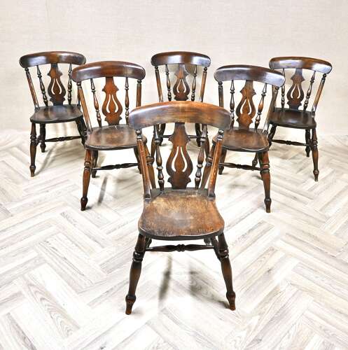 Lyreback Windsor Kitchen Dining Chairs x6