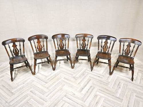 Lyreback Windsor Kitchen Dining Chairs x6