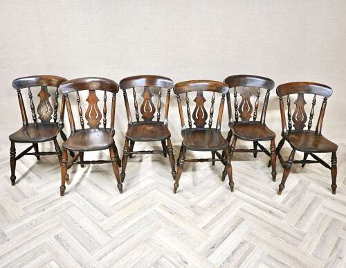 Lyreback Windsor Kitchen Dining Chairs x6