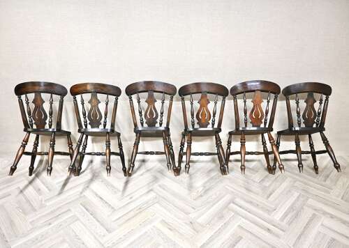 Lyreback Windsor Kitchen Dining Chairs x6