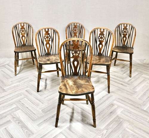 Wheelback Windsor Kitchen Chairs x6