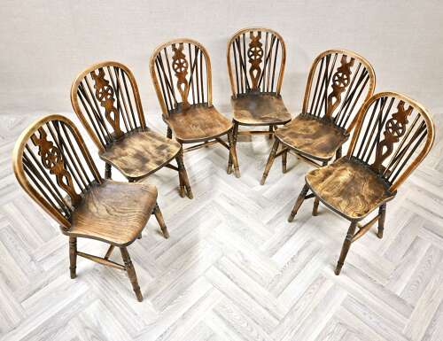 Wheelback Windsor Kitchen Chairs x6