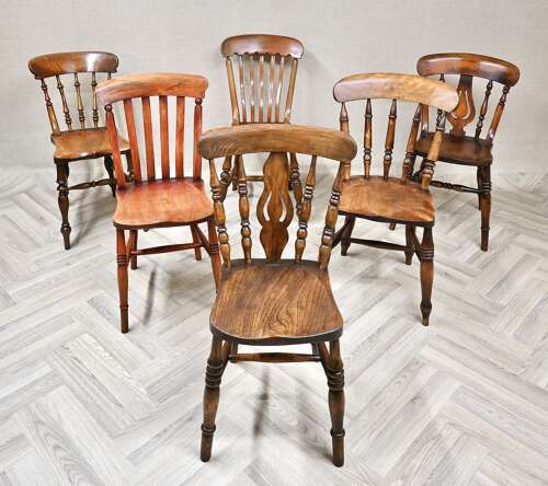 Harlequin Set 6 Windsor Kitchen Chairs
