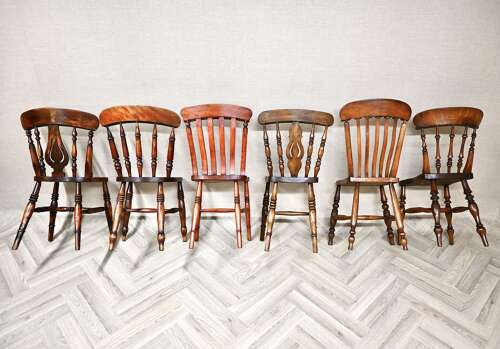 Harlequin Set 6 Windsor Kitchen Chairs
