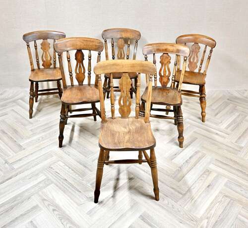 Windsor Lyreback Country Kitchen Chairs x6