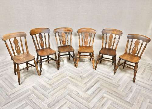 Windsor Lyreback Country Kitchen Chairs x6