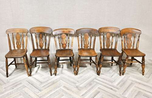 Windsor Lyreback Country Kitchen Chairs x6