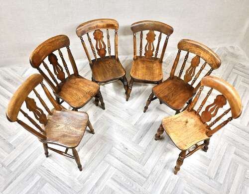 Windsor Lyreback Country Kitchen Chairs x6