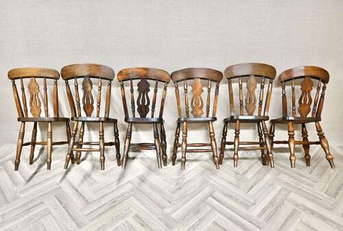 Windsor Lyreback Country Kitchen Chairs x6