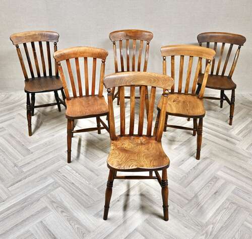 Harlequin Set 6 Farmhouse Windsor Kitchen Chairs