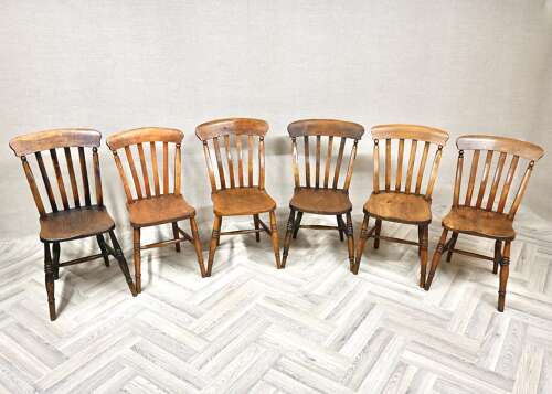 Harlequin Set 6 Farmhouse Windsor Kitchen Chairs