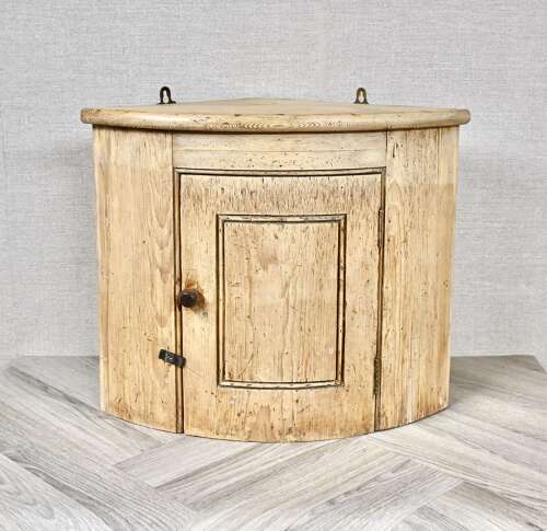 Bow-front Pine Corner Cupboard
