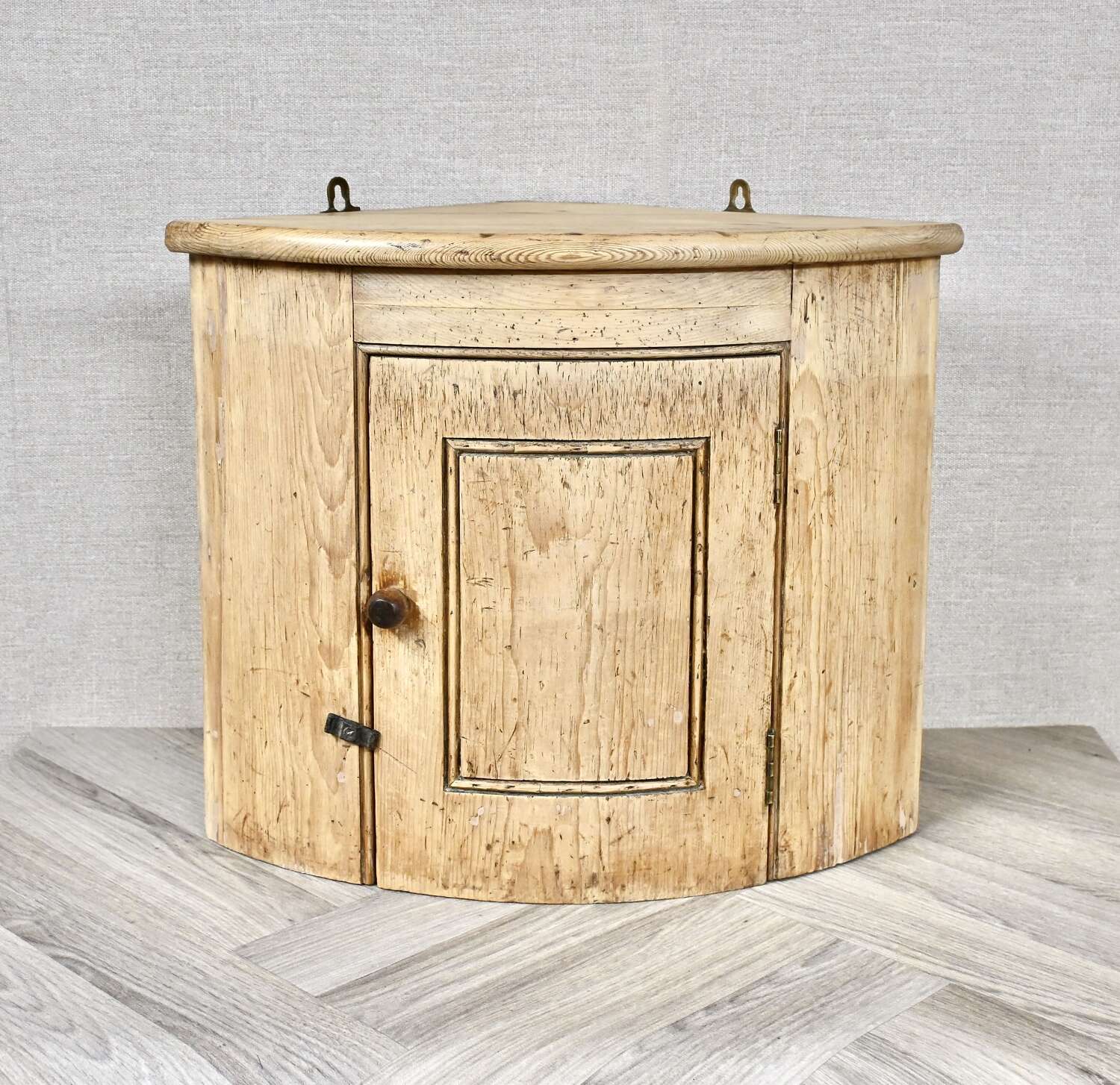 Bow-front Pine Corner Cupboard