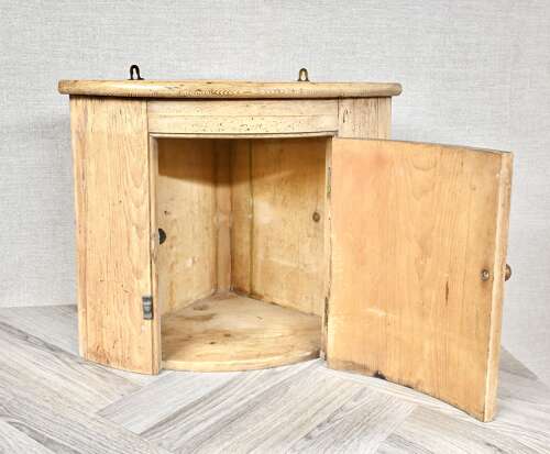 Bow-front Pine Corner Cupboard