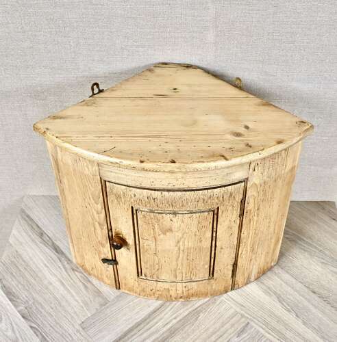 Bow-front Pine Corner Cupboard