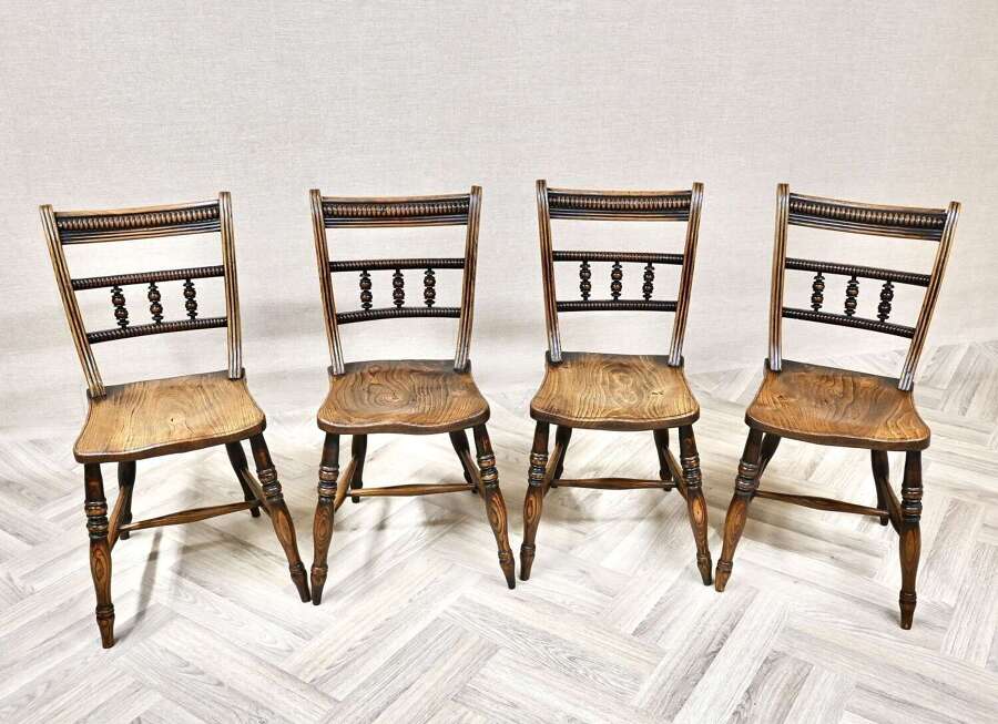 Set 4 C19th Barback Kitchen Chairs
