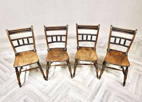 Set 4 C19th Barback Kitchen Chairs