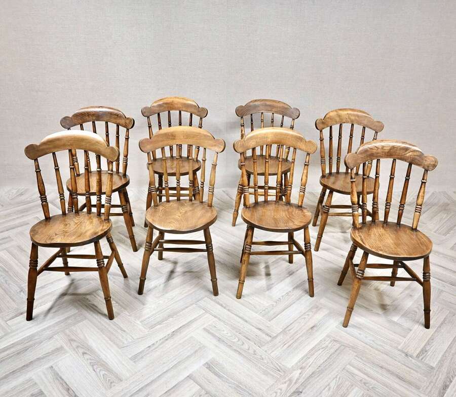 Windsor Kitchen Chairs with penny Seats x8