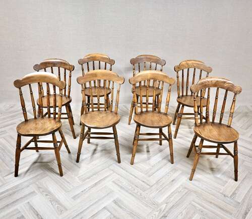 Windsor Kitchen Chairs with penny Seats x8