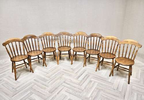 Windsor Kitchen Chairs with penny Seats x8