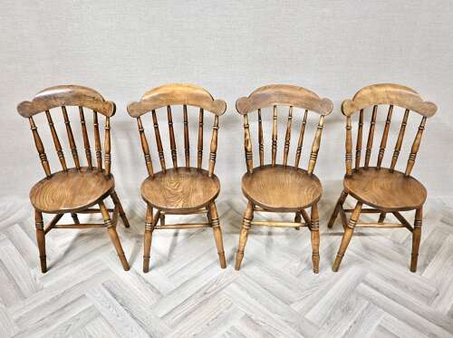 Windsor Kitchen Chairs with penny Seats x8