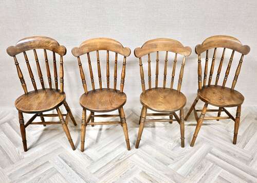 Windsor Kitchen Chairs with penny Seats x8