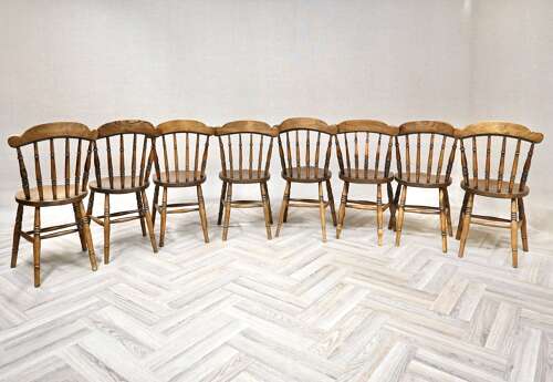 Windsor Kitchen Chairs with penny Seats x8