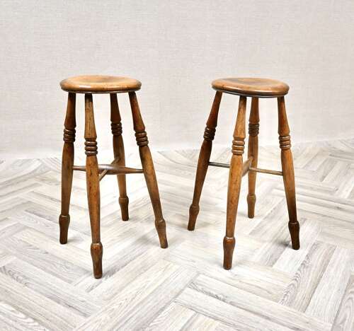 Pr C19th Tall Windsor Stools